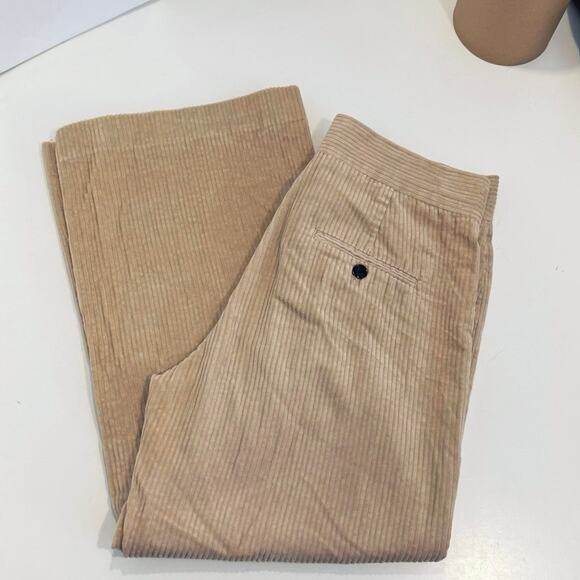 Zara corduroy wide leg crop ankle pant camel tan beige women's M 7290 249 756 - Picture 9 of 12